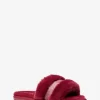 Alexis Faux Fur and Metallic Signature Logo Slide Sandal