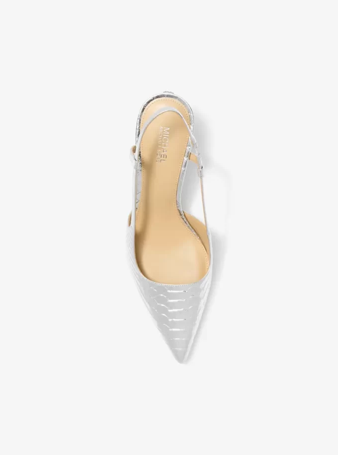 Alora Metallic Snake Embossed Leather Slingback Pump