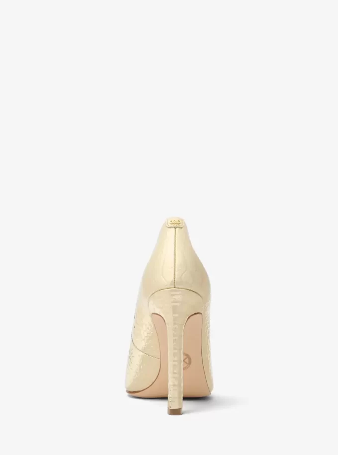 Amara Metallic Snake Embossed Leather Pump Amara Metallic Snake Embossed Leather Pump