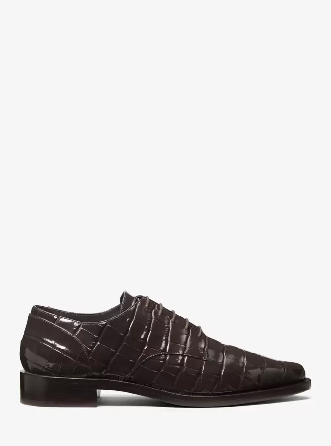 Annette Crocodile Embossed Patent Leather Oxford