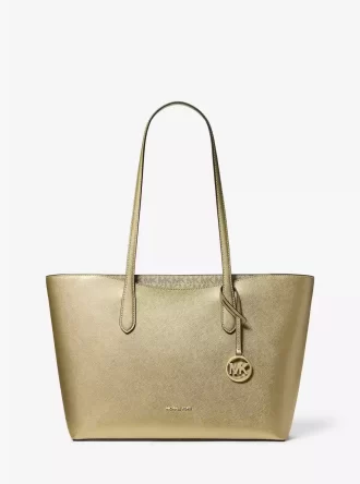 Arden Large Metallic Top-Zip Tote Bag