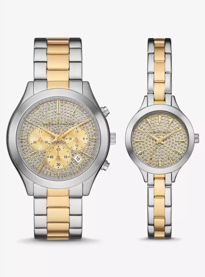Aspyn His and Hers Pavé Two-Tone Watch Set