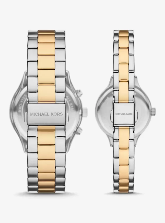 Aspyn His and Hers Pavé Two-Tone Watch Set