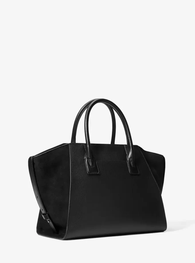 Avril Large Leather and Suede Satchel Avril Large Leather and Suede Satchel