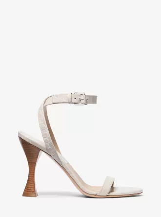 Bianca Crocodile Embossed Leather Sandal