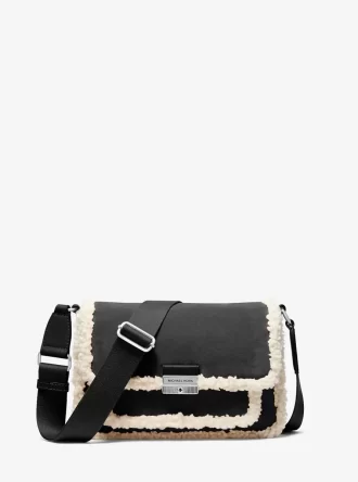 Bradshaw Medium Suede and Faux Shearling Messenger Bag