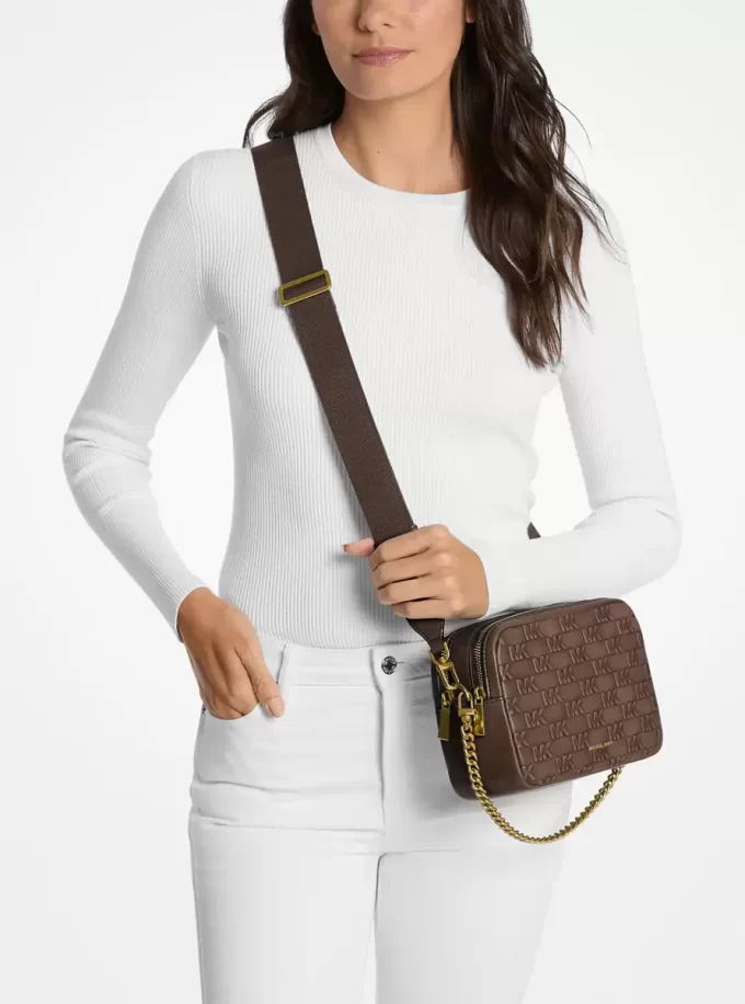 Bryant Medium Logo Embossed Burnished Leather Crossbody Bag Bryant Medium Logo Embossed Burnished Leather Crossbody Bag