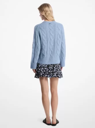 Cable Knit Nylon and Alpaca Blend Sweater