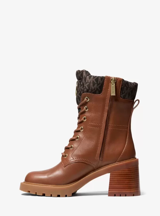 Cade Leather and Signature Logo Combat Boot