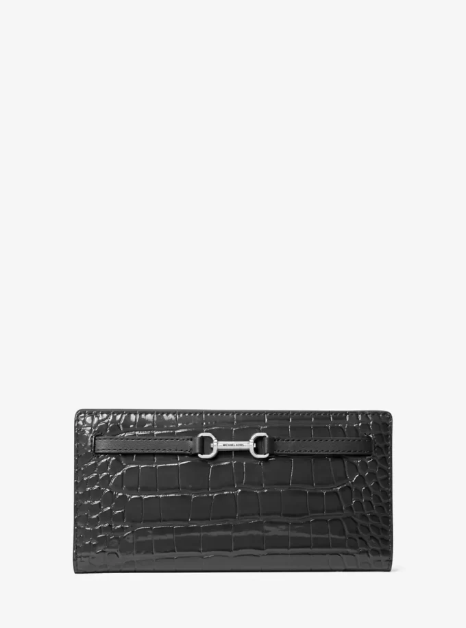Carson Large Patent Crocodile Embossed Wallet