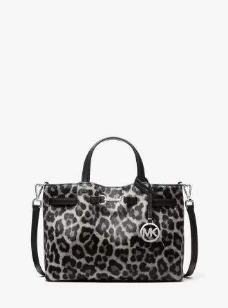 Carson Small Leopard Print Calf Hair Satchel