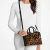 Carson Small Leopard Print Calf Hair Satchel