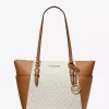 Charlotte Large Logo and Leather Top-Zip Tote Bag