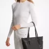 Charlotte Large Logo and Leather Top-Zip Tote Bag