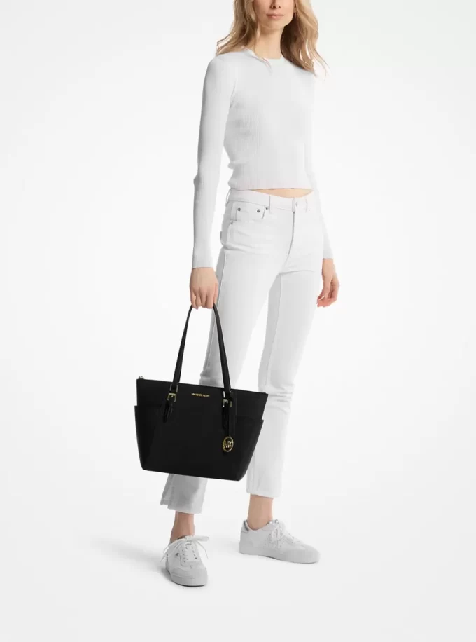 Charlotte Large Saffiano Leather Top-Zip Tote Bag Charlotte Large Saffiano Leather Top-Zip Tote Bag