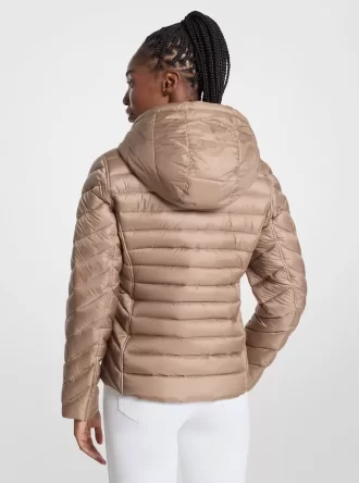 Chevron Logo Print Quilted Nylon Reversible Jacket