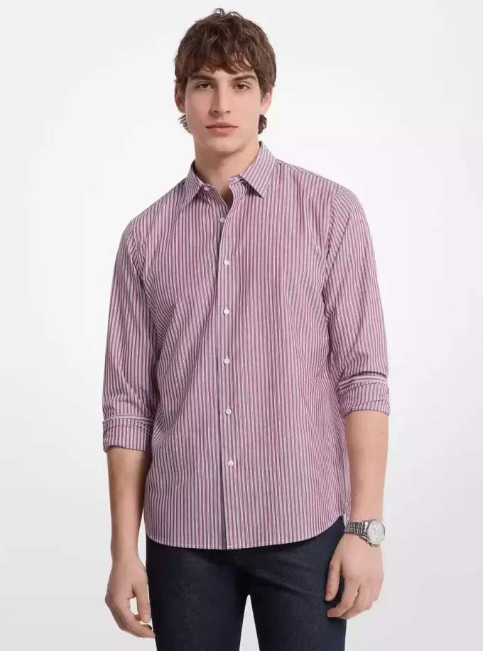 Classic Fit Striped Cotton Blend Shirt Classic Fit Striped Cotton Blend Shirt