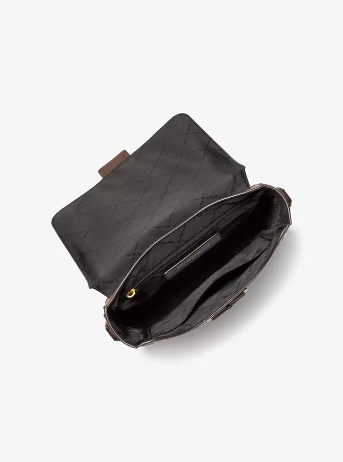 Colby Logo Embossed Burnished Leather Messenger Bag Colby Logo Embossed Burnished Leather Messenger Bag