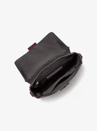 Colby Logo Embossed Burnished Leather Messenger Bag