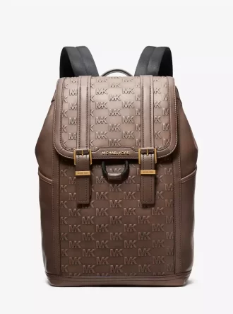 Colby Medium Logo Embossed Burnished Leather Backpack