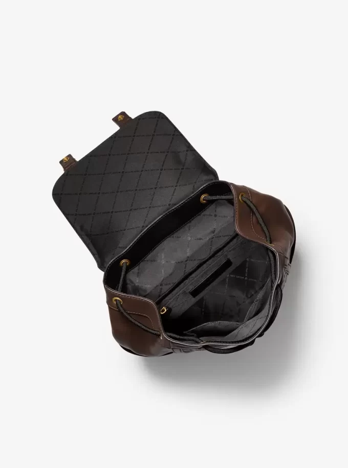 Colby Medium Logo Embossed Burnished Leather Backpack