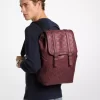 Colby Medium Logo Embossed Burnished Leather Backpack