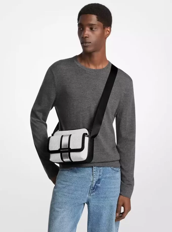 Cooper Medium Signature Logo Stripe Camera Crossbody Bag