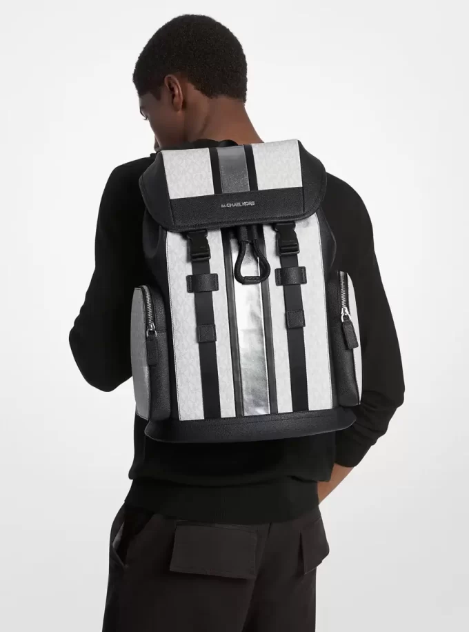 Cooper Metallic Striped Signature Logo Backpack Cooper Metallic Striped Signature Logo Backpack