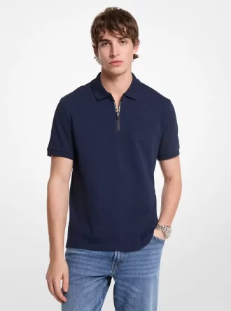 Cotton Zip-Up Polo Shirt