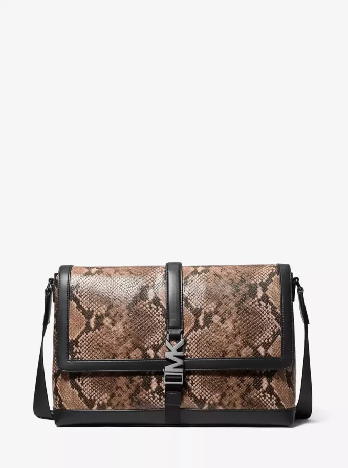 Cyrus Medium Snake Embossed Messenger Bag