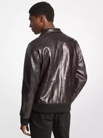 Distressed Leather Harrington Jacket