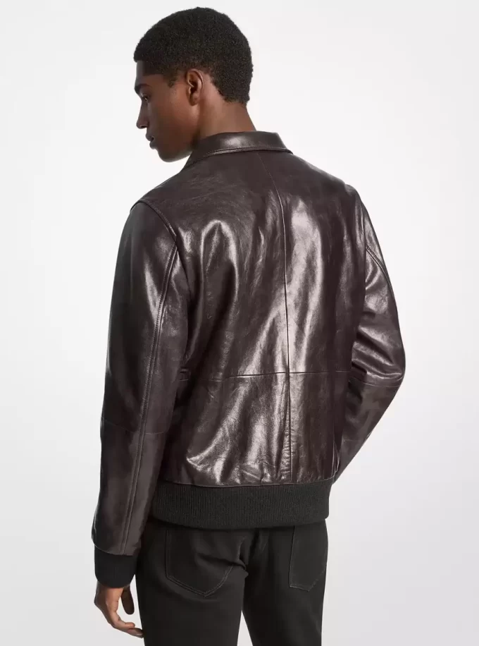 Distressed Leather Harrington Jacket