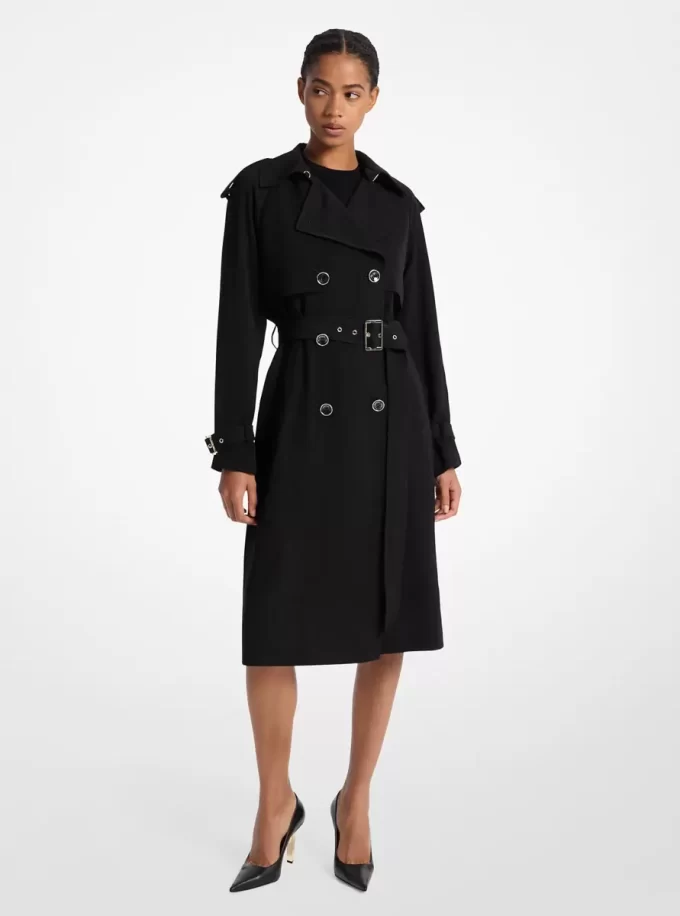 Draped Woven Trench Coat Draped Woven Trench Coat