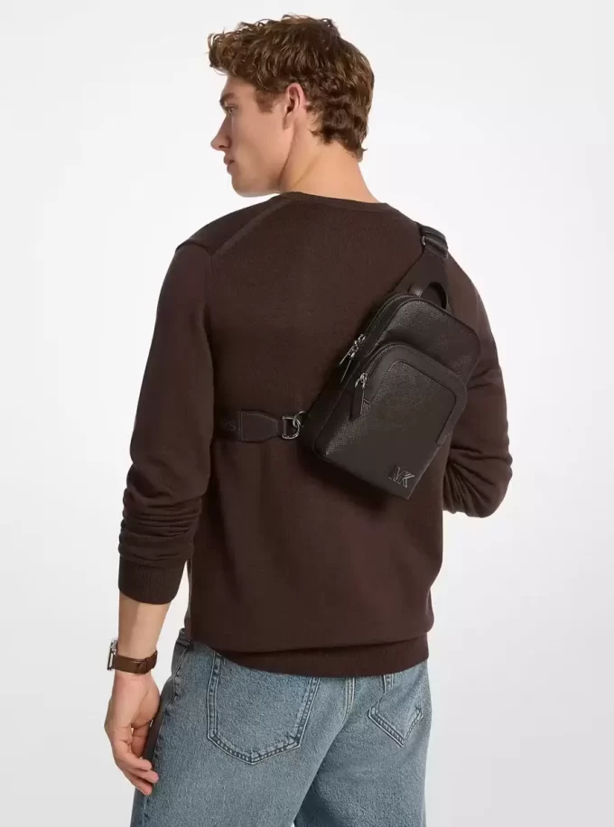 Edison Scratch-Resistant Crossgrain Leather Sling Pack