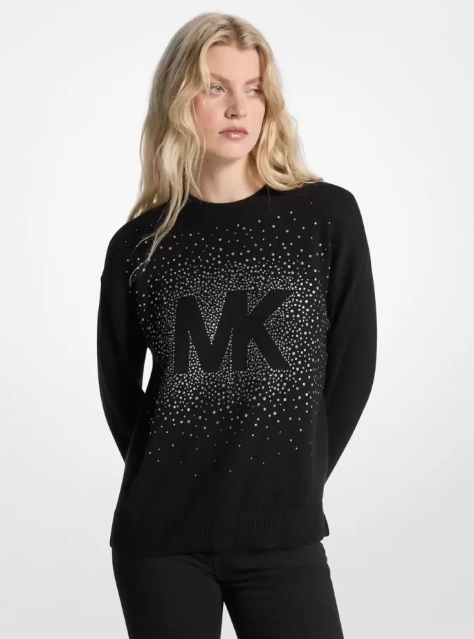 Embellished Logo Cotton Blend Sweater Embellished Logo Cotton Blend Sweater