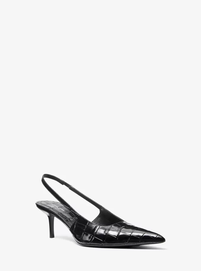 Emma Crocodile Embossed Leather Slingback Pump Emma Crocodile Embossed Leather Slingback Pump
