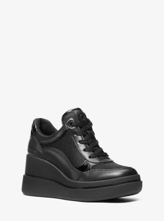 Emmy Leather and Mesh Wedge Trainer