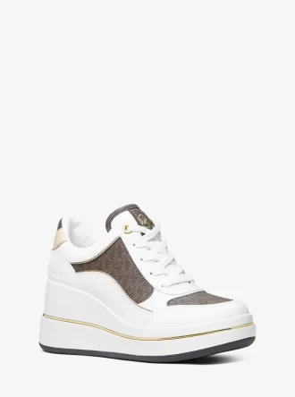 Emmy Signature Logo and Leather Wedge Trainer