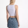 Empire Diamond Print Denim Skirt Empire Diamond Print Denim Skirt