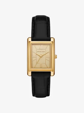 Essex Gold-Tone and Crocodile Embossed Leather Watch