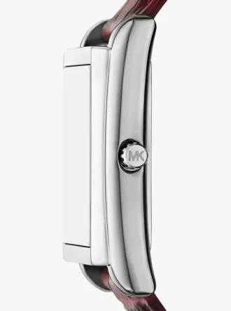 Essex Silver-Tone and Crocodile Embossed Leather Watch