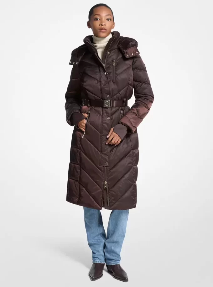 Faux Fur Trim Belted Puffer Coat Faux Fur Trim Belted Puffer Coat