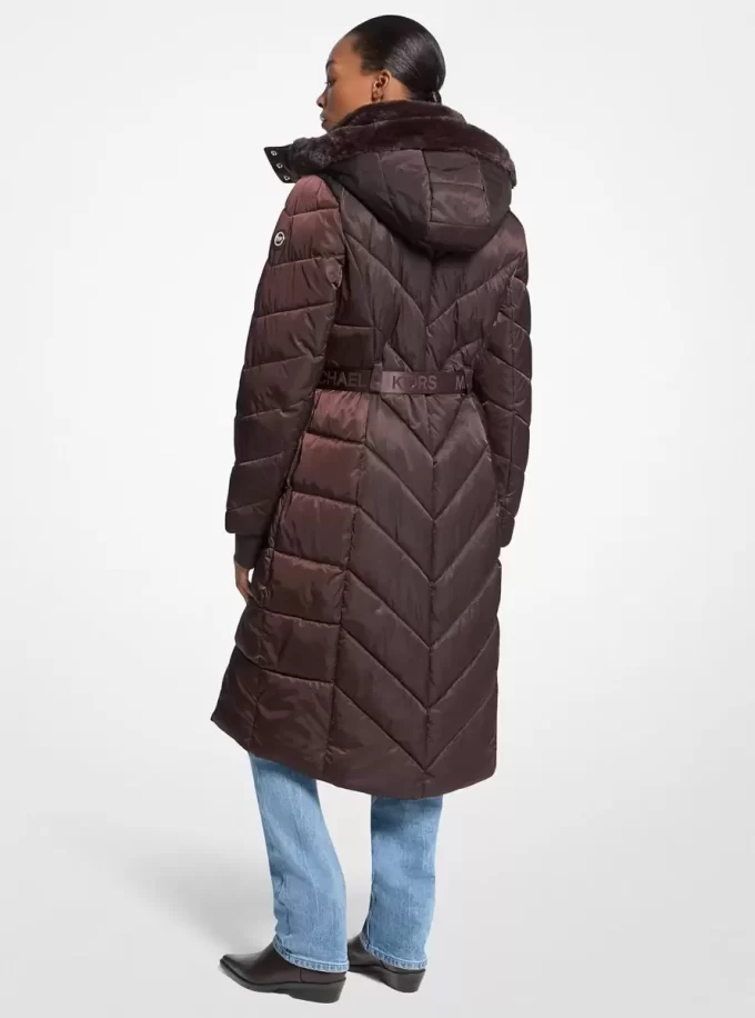 Faux Fur Trim Belted Puffer Coat Faux Fur Trim Belted Puffer Coat