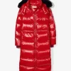 Faux Fur Trim Nylon Ciré Puffer Coat