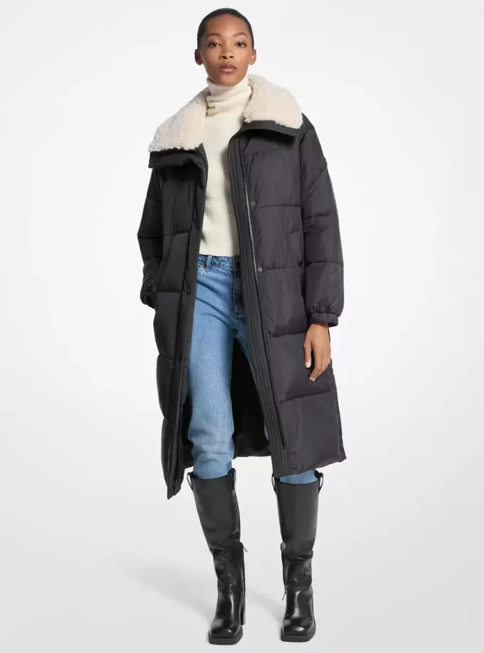 Faux Fur-Trim Quilted Puffer Jacket