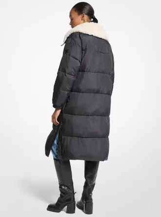 Faux Fur-Trim Quilted Puffer Jacket