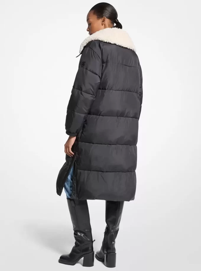Faux Fur-Trim Quilted Puffer Jacket