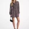 Floral Print Georgette Smocked Shirtdress Floral Print Georgette Smocked Shirtdress