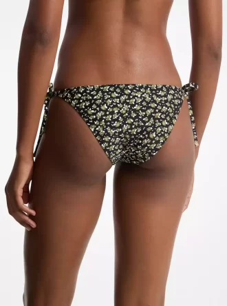 Floral Print Stretch Nylon Bikini Bottom