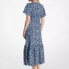 Floral Print Viscose and Silk Blend Midi Dress Floral Print Viscose and Silk Blend Midi Dress